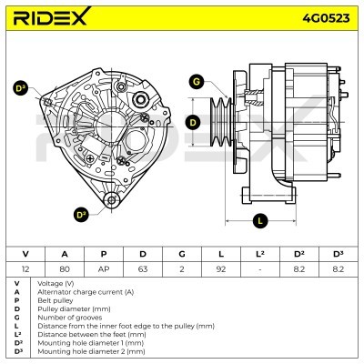 Alternator RIDEX 4G0523 4G0523 - foto 5