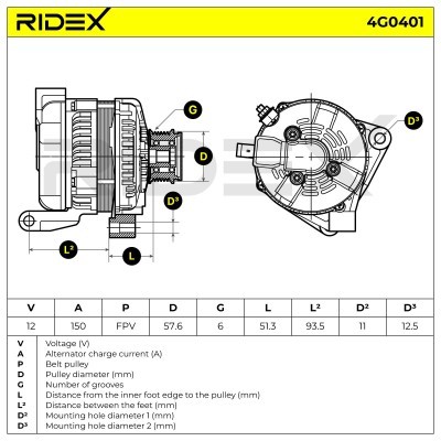 Alternator RIDEX 4G0401 4G0401 - foto 6