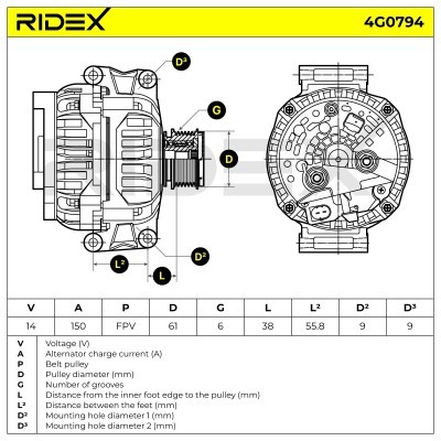 Alternator RIDEX 4G0794 4G0794 - foto 5