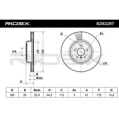 Tarcza hamulcowa RIDEX 82B2287 82B2287 - foto 6
