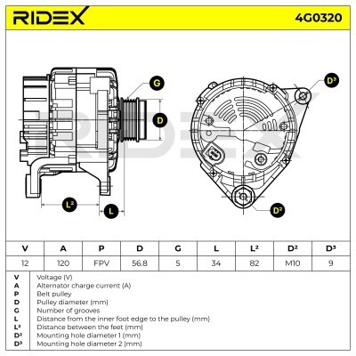 Alternator RIDEX 4G0320 4G0320 - foto 5