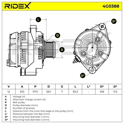 Alternator RIDEX 4G0388 4G0388 - foto 6