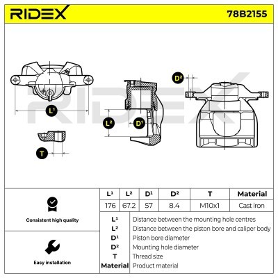 Zacisk Hamulcowy RIDEX 78B2155 78B2155 - foto 6