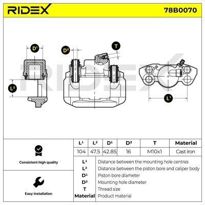Zacisk Hamulcowy RIDEX 78B0070 78B0070 - foto 4