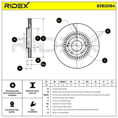 Tarcza hamulcowa RIDEX 82B2084 82B2084 - foto 6