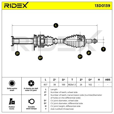 Półoś Napędowa RIDEX 13D0139 13D0139 - foto 8