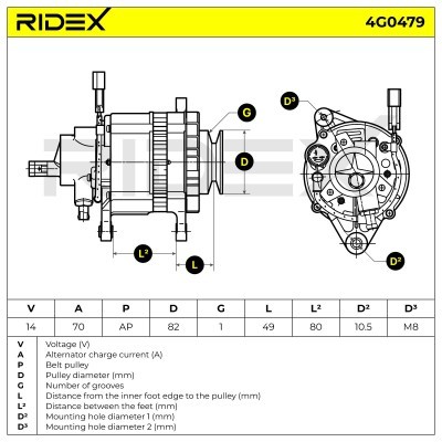 Alternator RIDEX 4G0479 4G0479 - foto 9