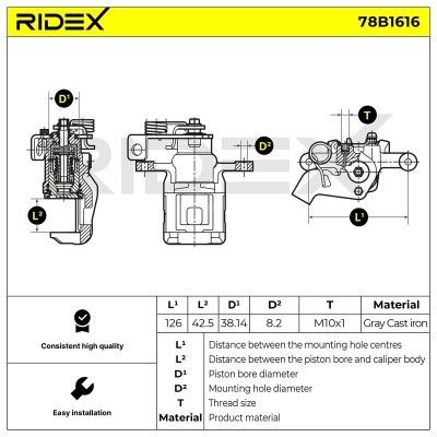 Zacisk Hamulcowy RIDEX 78B1616 78B1616 - foto 7