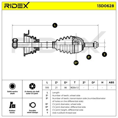 Półoś Napędowa RIDEX 13D0628 13D0628 - foto 7