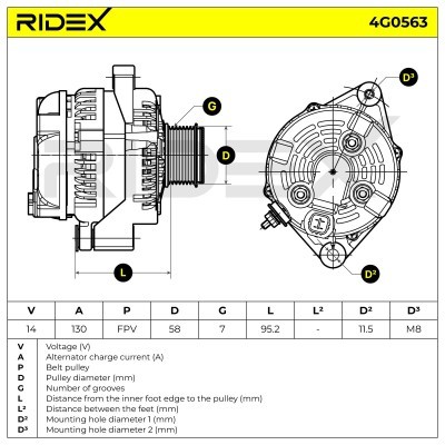 Alternator RIDEX 4G0563 4G0563 - foto 7