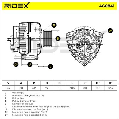 Alternator RIDEX 4G0841 4G0841 - foto 7