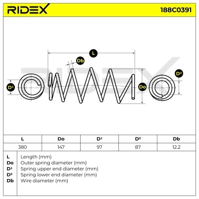 Sprężyna Zawieszenia RIDEX 188C0391 188C0391 - foto 4