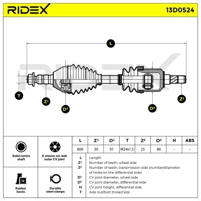 Półoś Napędowa RIDEX 13D0524 13D0524 - foto 11