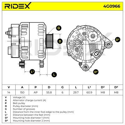 Alternator RIDEX 4G0966 4G0966 - foto 5