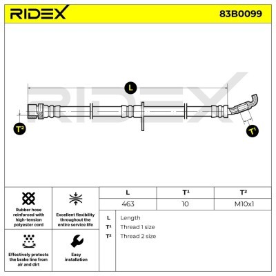 Przewód hamulcowy elast RIDEX 83B0099 83B0099 - foto 3