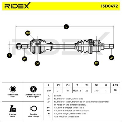 Półoś Napędowa RIDEX 13D0472 13D0472 - foto 7