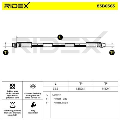 Przewód hamulcowy elast RIDEX 83B0363 83B0363 - foto 3