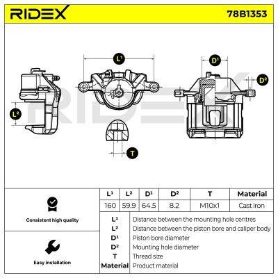 Zacisk Hamulcowy RIDEX 78B1353 78B1353 - foto 6