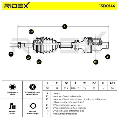 Półoś Napędowa RIDEX 13D0144 13D0144 - foto 7
