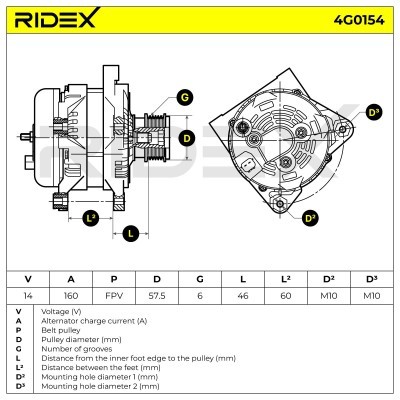 Alternator RIDEX 4G0154 4G0154 - foto 5
