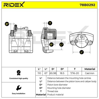 Zacisk Hamulcowy RIDEX 78B0292 78B0292 - foto 2