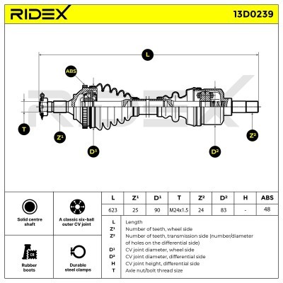 Półoś Napędowa RIDEX 13D0239 13D0239 - foto 5