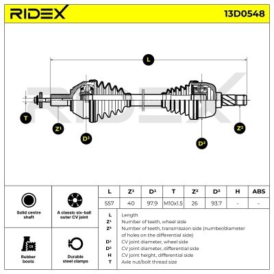 Półoś Napędowa RIDEX 13D0548 13D0548 - foto 7