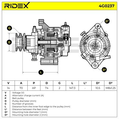 Alternator RIDEX 4G0237 4G0237 - foto 11