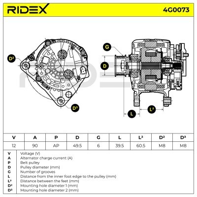 Alternator RIDEX 4G0073 4G0073 - foto 7