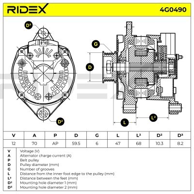 Alternator RIDEX 4G0490 4G0490 - foto 7