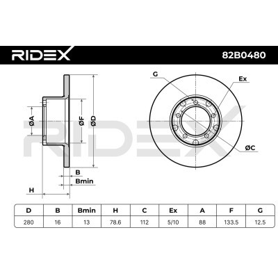 Tarcza hamulcowa RIDEX 82B0480 82B0480 - foto 7