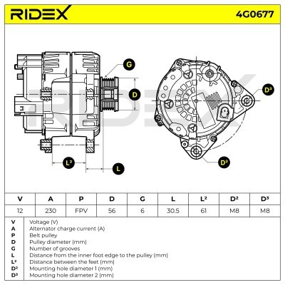 Alternator RIDEX 4G0677 4G0677 - foto 6