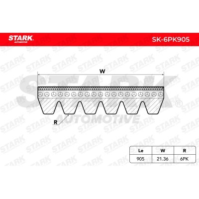 Pasek Klinowy Wielorowkowy Stark SK-6PK905 SK-6PK905 - foto 4