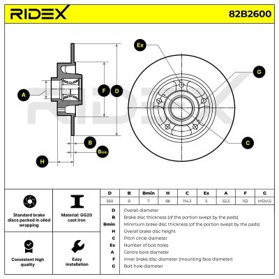 Tarcza hamulcowa RIDEX 82B2600 82B2600 - foto 5