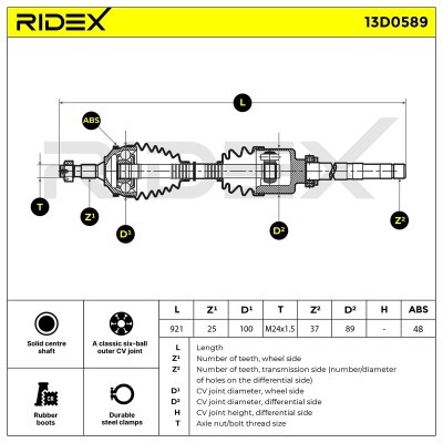 Półoś Napędowa RIDEX 13D0589 13D0589 - foto 7