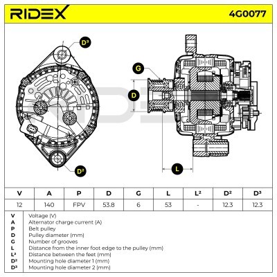 Alternator RIDEX 4G0077 4G0077 - foto 8