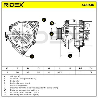 Alternator RIDEX 4G0410 4G0410 - foto 5
