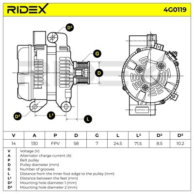 Alternator RIDEX 4G0119 4G0119 - foto 6