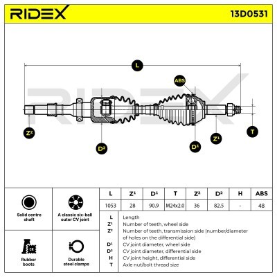 Półoś Napędowa RIDEX 13D0531 13D0531 - foto 6