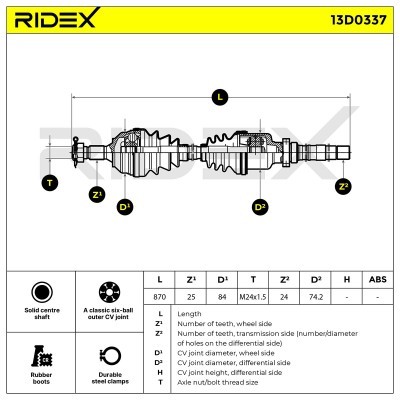 Półoś Napędowa RIDEX 13D0337 13D0337 - foto 7