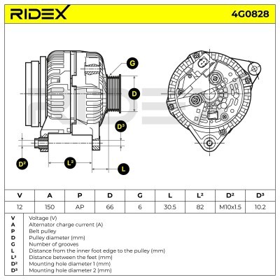 Alternator RIDEX 4G0828 4G0828 - foto 5