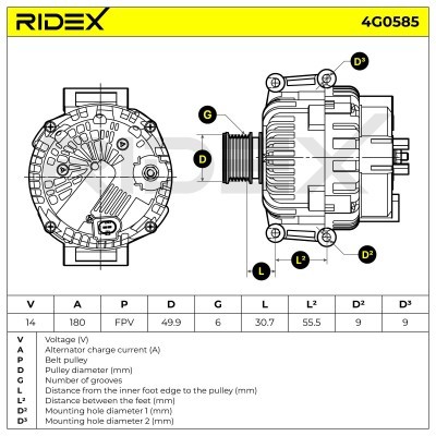 Alternator RIDEX 4G0585 4G0585 - foto 7