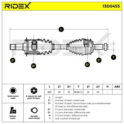 Półoś Napędowa RIDEX 13D0455 13D0455 - foto 8