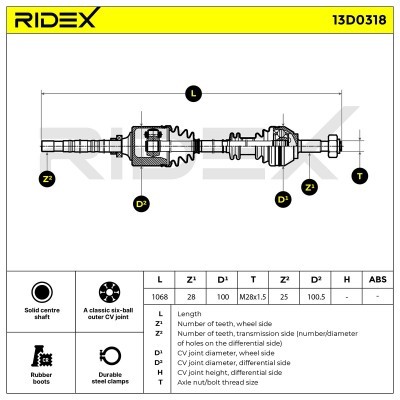 Półoś Napędowa RIDEX 13D0318 13D0318 - foto 7