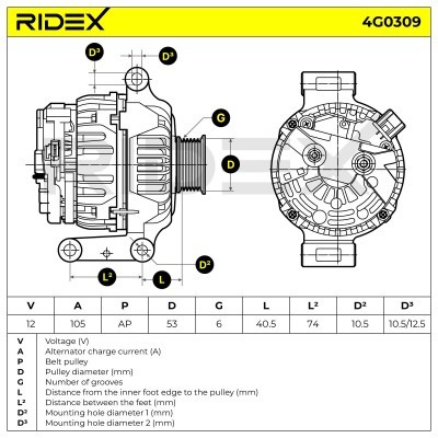 Alternator RIDEX 4G0309 4G0309 - foto 5