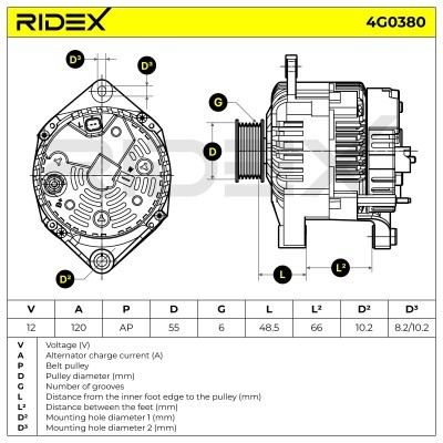 Alternator RIDEX 4G0380 4G0380 - foto 7