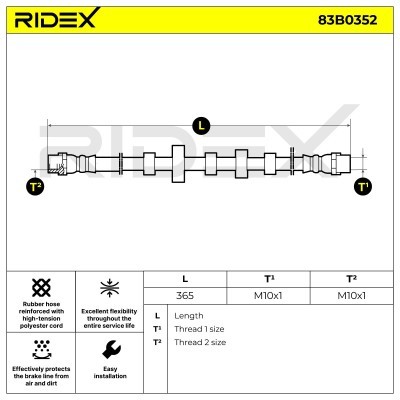 Przewód hamulcowy elast RIDEX 83B0352 83B0352 - foto 6
