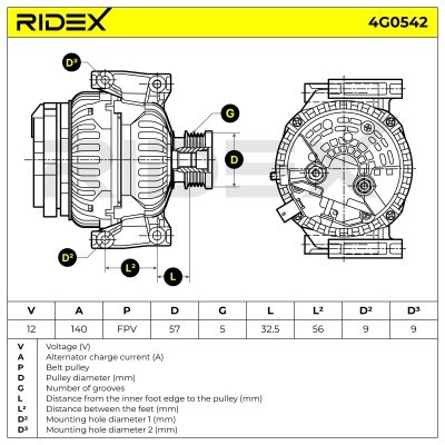 Alternator RIDEX 4G0542 4G0542 - foto 7