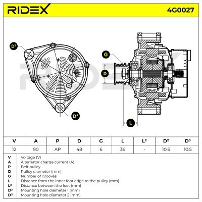 Alternator RIDEX 4G0027 4G0027 - foto 6