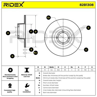 Tarcza hamulcowa RIDEX 82B1308 82B1308 - foto 6